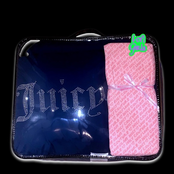 Juicy Couture Bling Crystal Logo Gothic Blue Reversible Baby Pink 8 pc Set NWOT